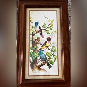 Framed Bird Art Print with Wooden Frame by Grean.